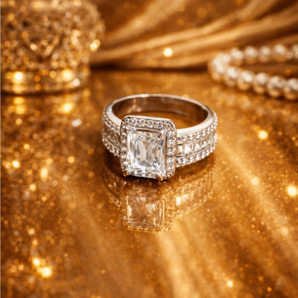 Silver Sparkle Lab Created Diamond Ring